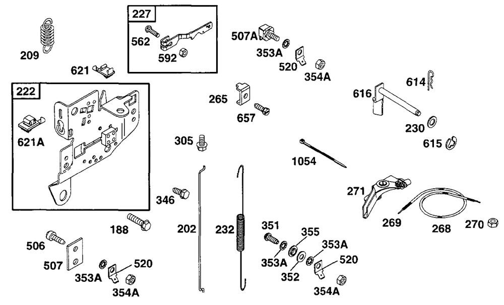 Controls Diagram and Parts List for 222417-0151-XX  Briggs and Stratton Engine
